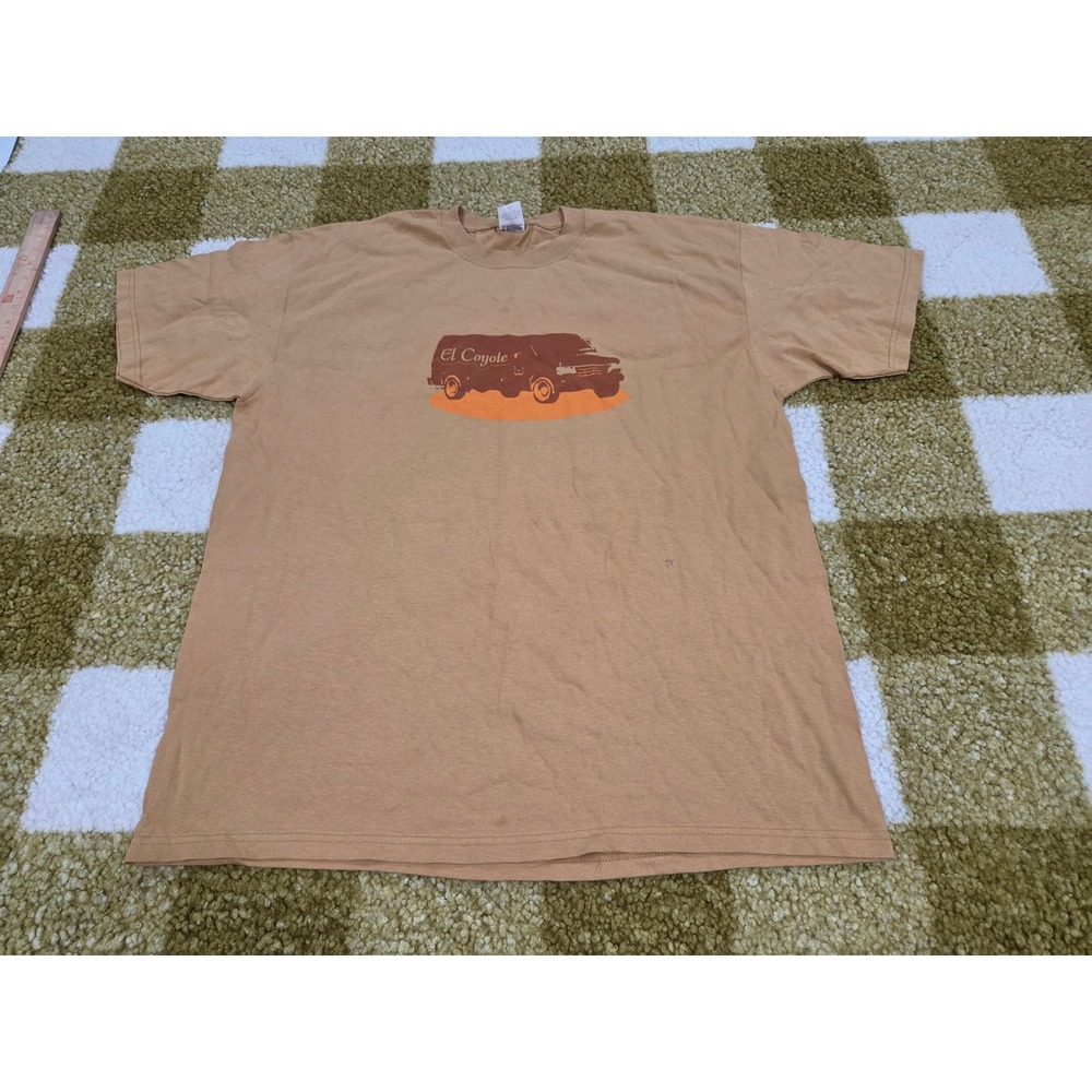 Anvil El Coyote Van Graphic T-Shirt Mens XL Tan Brown Short Sleeve Cotton Tee